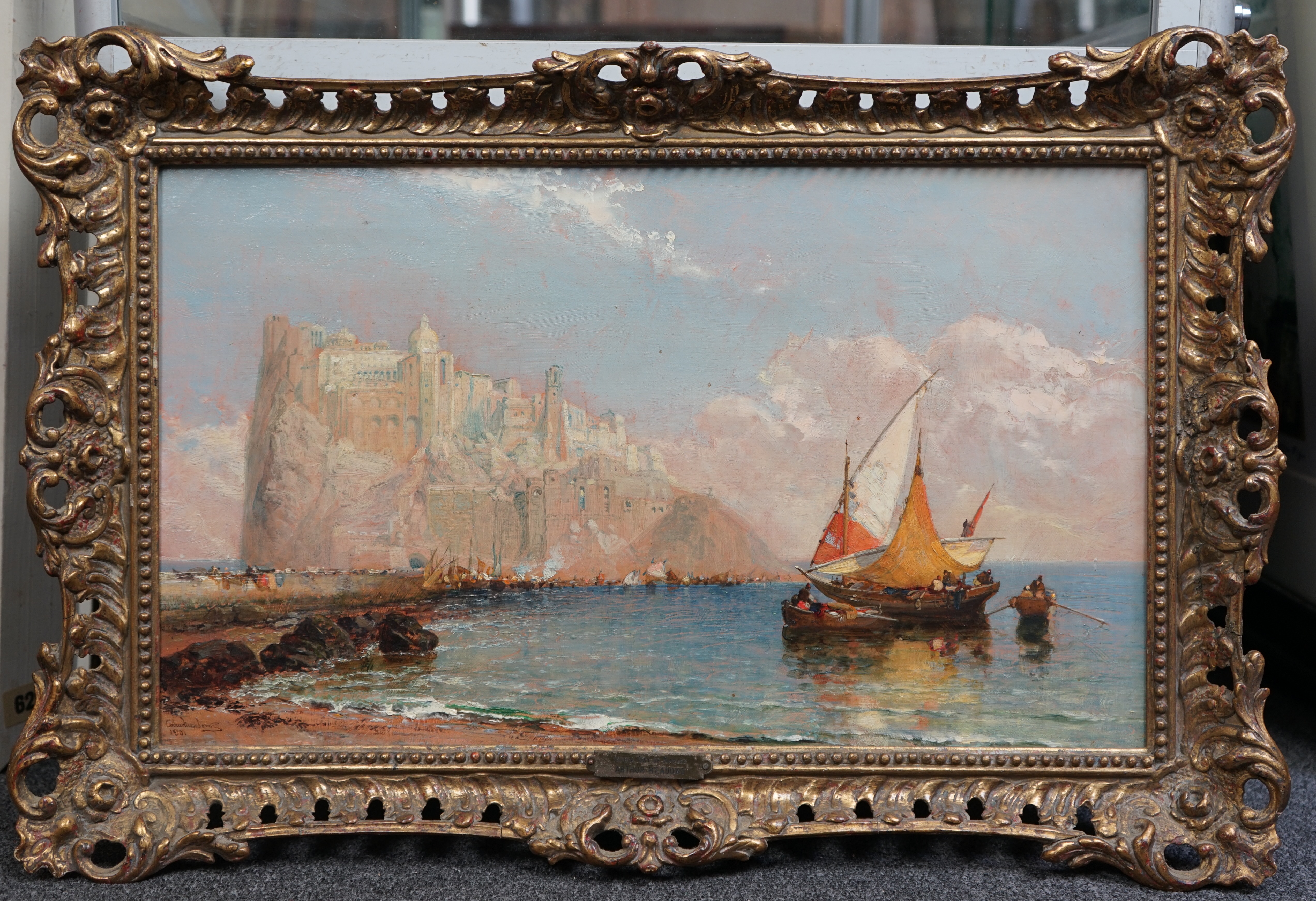 Arthur Joseph Meadows (English, 1843-1907), 'Ischia - Bay of Naples 1901', oil on canvas, 29 x 50cm